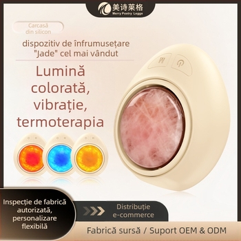 Instrument de Înfrumusețare — Masaj Facial cu Jad, Portabil, pentru Uz Casnic, IPX6 Rezistent la Apă, Baterie Încorporată 800–1000mAh, Albire, Hidratare, Rejuvenare a Pielii, Lumină Colorată