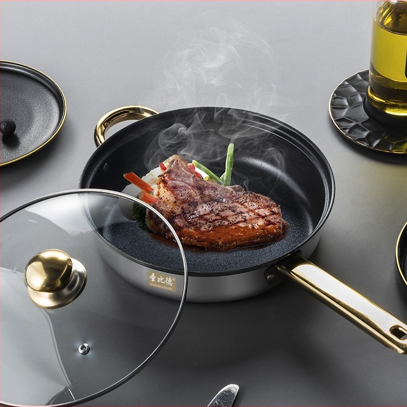 Set de vase din oțel inoxidabil, 12 piese, cu capace din sticlă și ceainic de 3 L; compatibil cu toate aragazurile; fără acoperire; fund cu un singur strat; greutate totală 4 kg