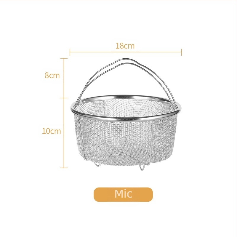 Coș de abur din oțel inoxidabil 201, pliabil, pentru cuptor de orez și oală sub presiune — multifuncțional, cu filtru din plasă pentru ulei