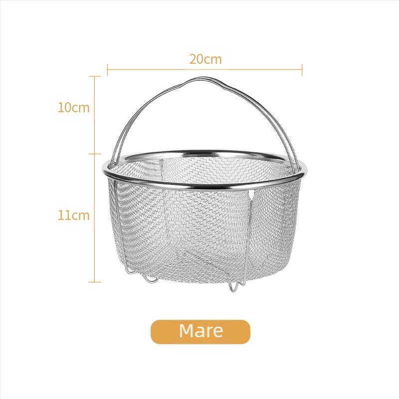 Coș de abur din oțel inoxidabil 201, pliabil, pentru cuptor de orez și oală sub presiune — multifuncțional, cu filtru din plasă pentru ulei