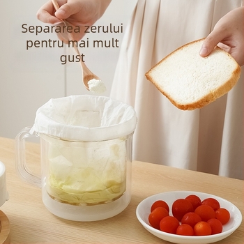 Filtru de iaurt rotund manual și separator de zer – uz casnic, capacitate extra mare, neelectric, 3 pungi din materiale nețesute, materiale: PP/PS/ABS, arc din oțel inoxidabil 201