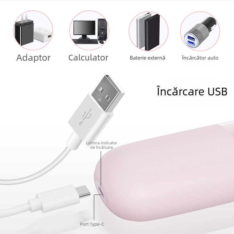 Aparat electric de epilare pentru femei cu iluminare, pentru întreg corpul, 2 capete de tăiere, alimentare USB/electrică, modelul 9103