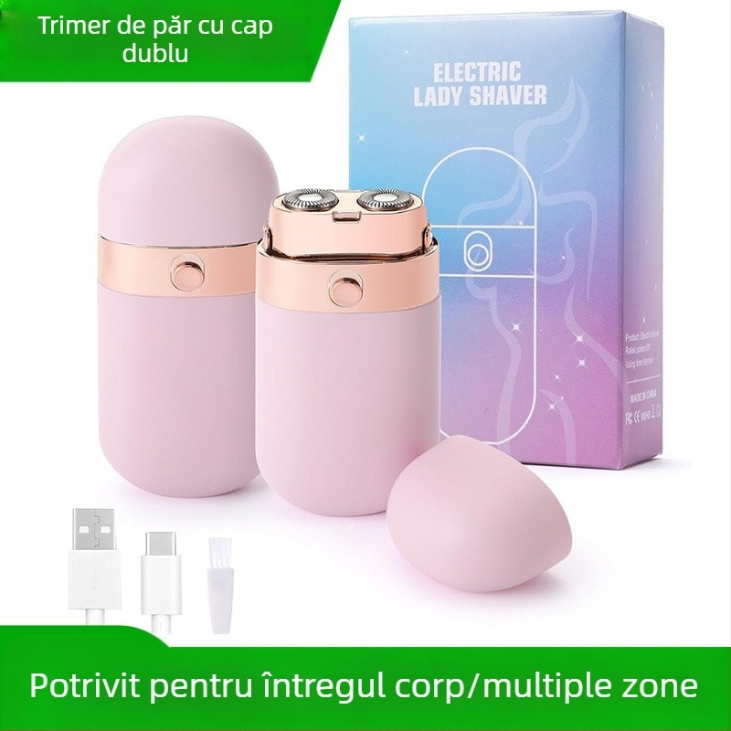 Aparat electric de epilare pentru femei cu iluminare, pentru întreg corpul, 2 capete de tăiere, alimentare USB/electrică, modelul 9103