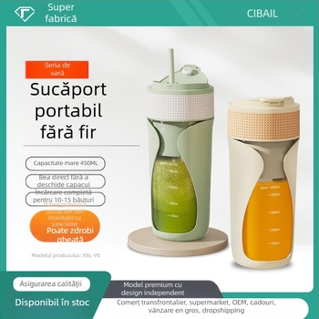 Storcător de fructe portabil, fără fir, cu viteză mare 12001–15000 rpm, capacitate 401–600 ml, 50W, baterie încorporată, plastic PC alimentar