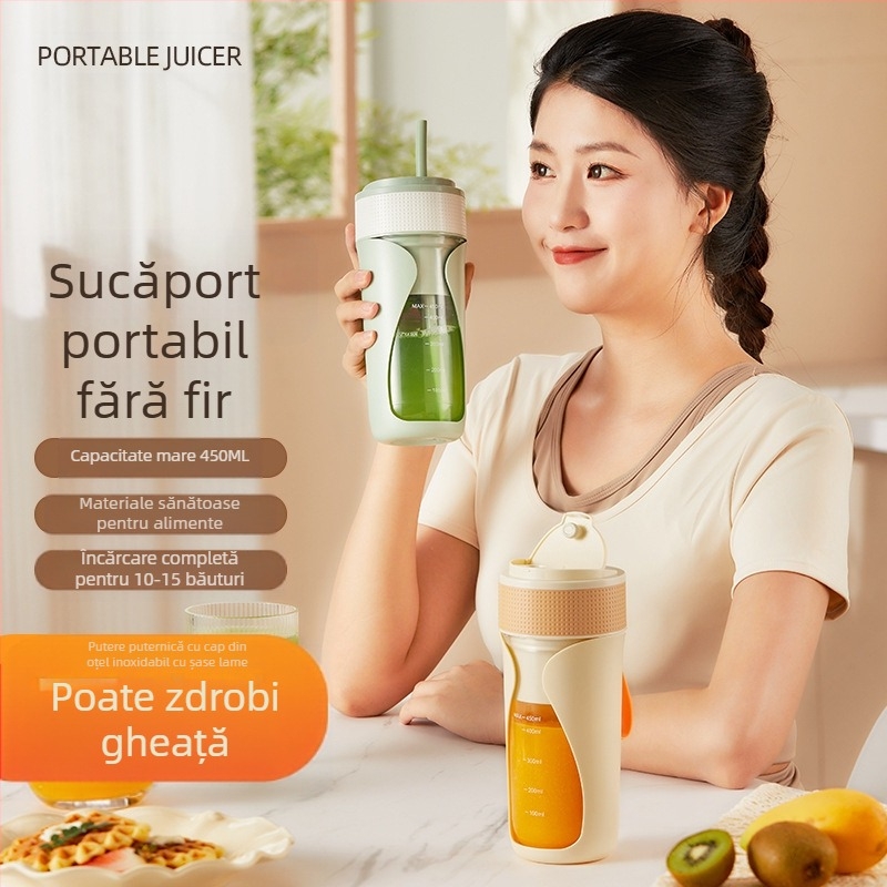 Storcător de fructe portabil, fără fir, cu viteză mare 12001–15000 rpm, capacitate 401–600 ml, 50W, baterie încorporată, plastic PC alimentar