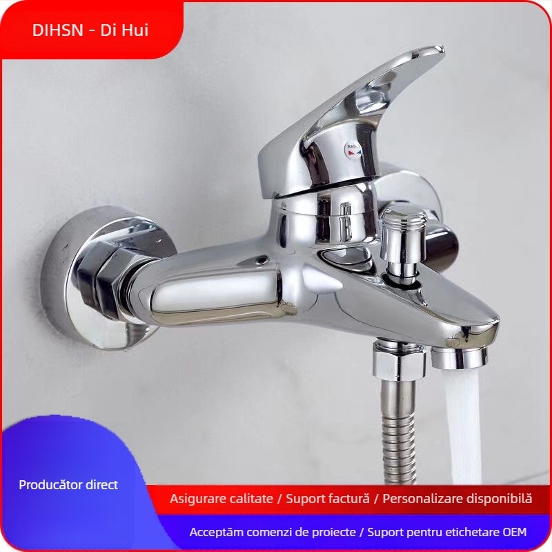 Robinet amestec triplu din cupru, încastrat în perete, pentru cadă și duș, cu ventile ceramic cu disc, 0–90°C, conexiuni DN15, model DH-5561-LY