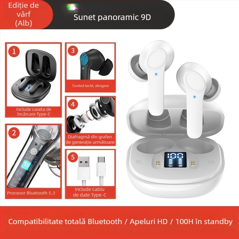 Căști Wireless Bluetooth B11 cu ANC, IPX4, Bluetooth 5.0, stereo, autonomie până la 4h