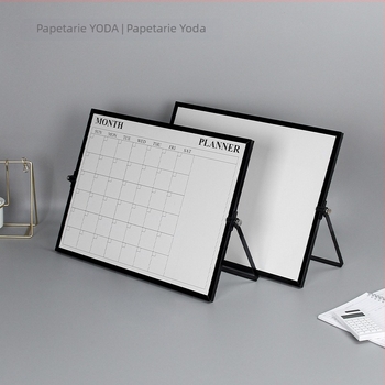 YODA Tabla magnetică albă cu două fețe, cadru din aliaj de aluminiu, panou metalic, suport de birou