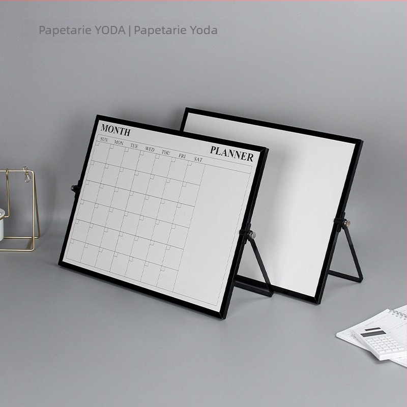 YODA Tabla magnetică albă cu două fețe, cadru din aliaj de aluminiu, panou metalic, suport de birou
