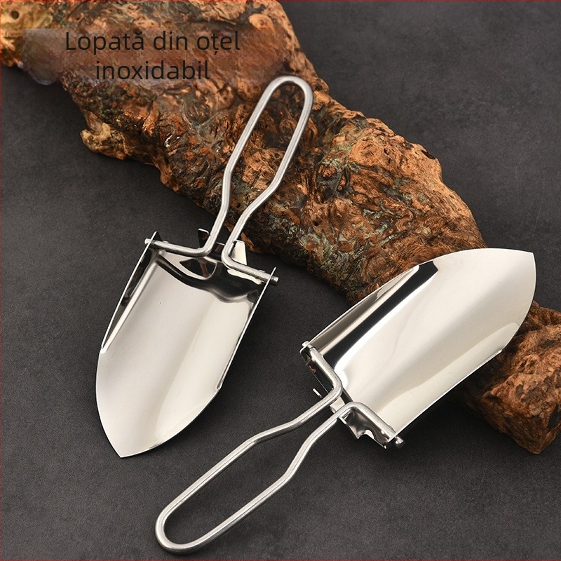 Lopată pliabilă din oțel inoxidabil, pentru camping și pescuit