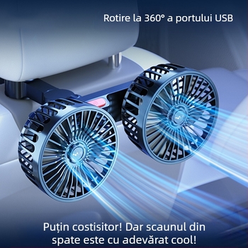 Ventilator auto pentru partea din spate cu două capete, 20W, ABS, răcire