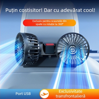 Ventilator auto pentru partea din spate cu două capete, 20W, ABS, răcire