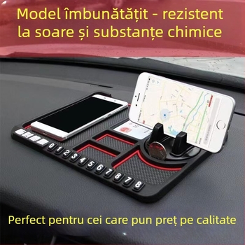 Covoraș silicon pentru bordul mașinii, antiderapant, cu suport pentru telefon și spațiu de depozitare