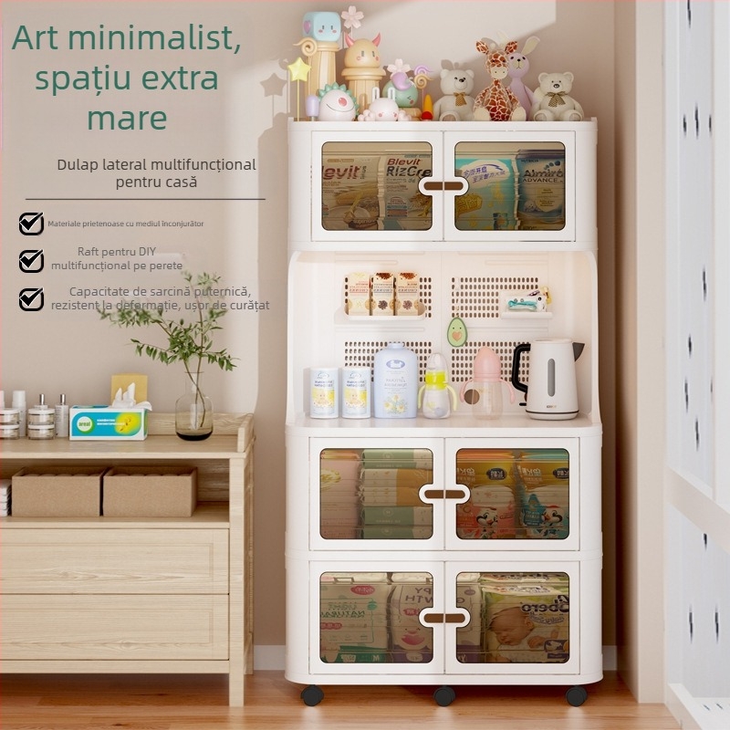 Dulap de depozitare pentru mame și sugari, cu masă de hrănire, montat pe perete, model 9614, material polipropilenă (PP), stil light luxury