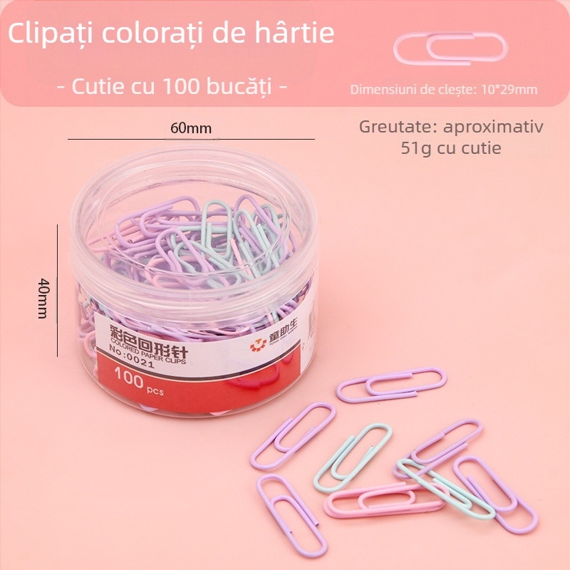 Student Assistant clips metalice pentru hârtie, ambalate în cutie, 100 bucăți pe cutie, 2160 cutii pe carton