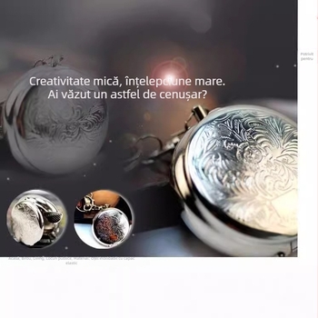 Scrumiieră metalică portabilă, stil european rotund, cu breloc; construcție metalică; nu este importată; potrivită ca cadou pentru zile de naștere sau Case noi