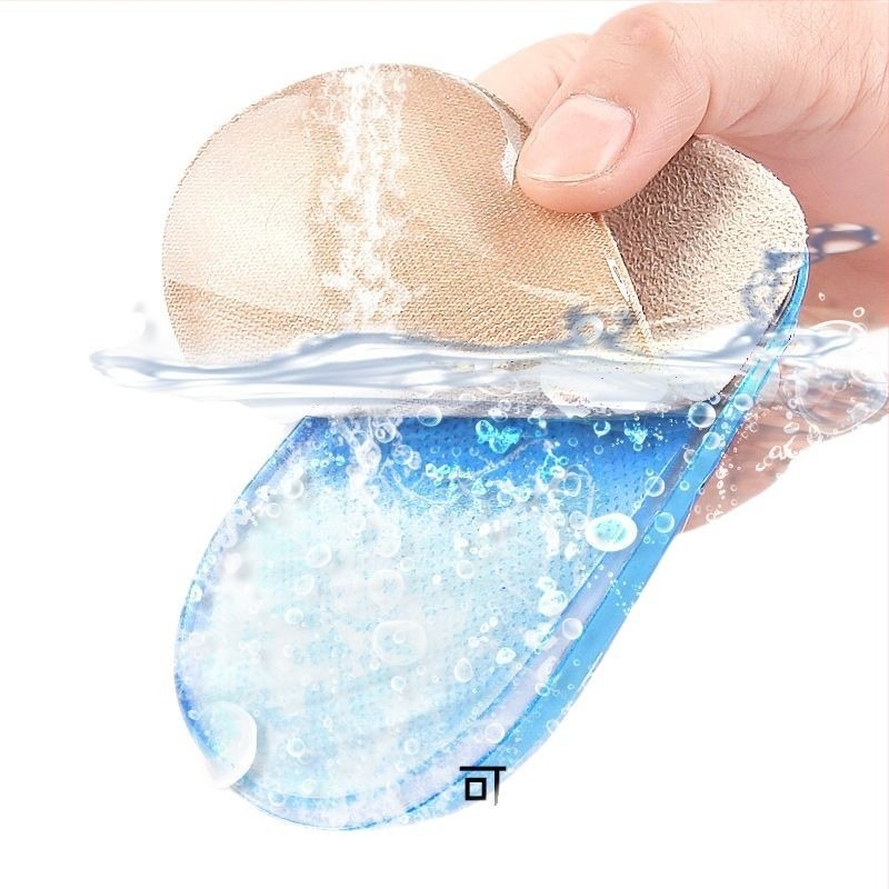 Talpă de creștere cu GEL, autoadezivă, moale, absorbție șocuri. Materiale: PU, gel, non-woven, catifea. Potrivită pentru pantofi sport, piele, casual, încălțăminte textilă. Funcție: creștere înălțime. Categoria: talpă pentru călcâi