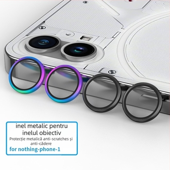 Protecție obiectiv Nothing Phone 1 — finisaj oglindă, rezistență la zgârieturi, material: sticlă temperată din aliaj de aluminiu, proces: prelucrare mecanică