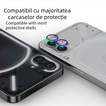 Protecție obiectiv Nothing Phone 1 — finisaj oglindă, rezistență la zgârieturi, material: sticlă temperată din aliaj de aluminiu, proces: prelucrare mecanică