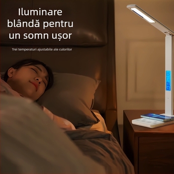 Lampă de birou pliabilă, alimentată prin USB, cu încărcare wireless 15W, iluminare de studiu modern minimalist, control tactil, iluminare inteligentă