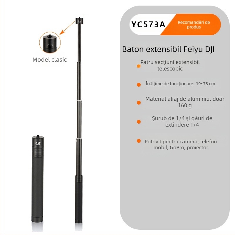 Tija extensie Feiyu — aliaj de aluminiu, universală, sarcină maximă 2 kg, greutate 170 g