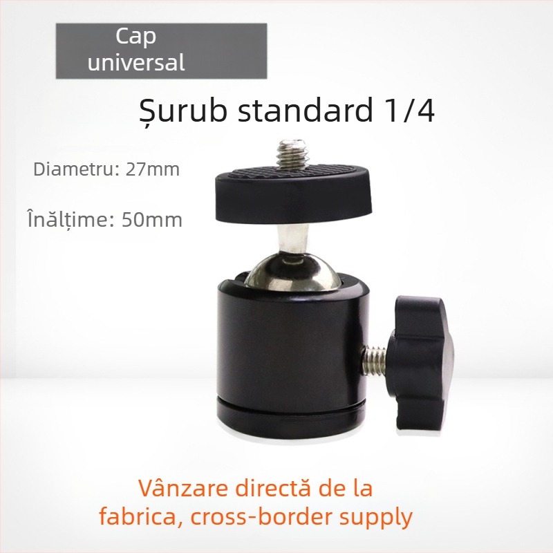 Trepied metalic mic pantilt cu cap balon, șurub universal de 1/4 inch, accesoriu foto portabil