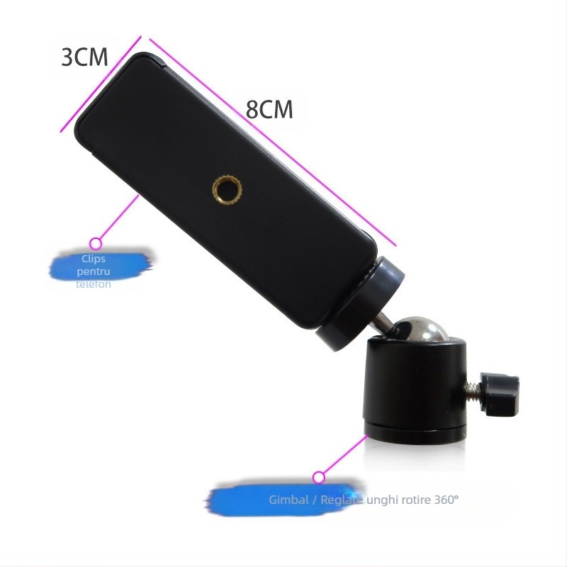 Trepied metalic mic pantilt cu cap balon, șurub universal de 1/4 inch, accesoriu foto portabil