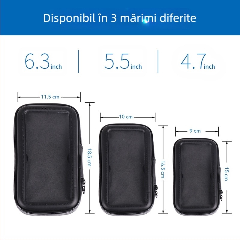 Suport pentru telefon pentru bicicletă/motocicletă, model BM11B-B, material ABS/PVC/PU, compatibil cu telefoane de 3,5–6,3 inch, pentru bicicletă și motocicletă