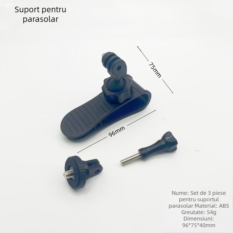 Montură pentru vizorul auto pentru camere de acțiune — GP20, ABS, compatibilitate generală, poate fi adăugat logo-ul
