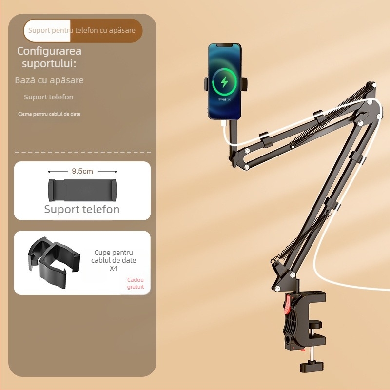 Suport de birou pentru telefoane și tablete | Acționare prin apăsare | Construcție metalică | Brand X&X (Tip: Suport de birou; Material: Metal; Brand: X&X)