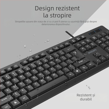Philips SPT6234 K234 tastatură USB prin cablu, gaming, cu suport pentru încheietura mâinii (104 taste, cablu 1,2 m, rezistent la apă, greutate 0,5 kg)