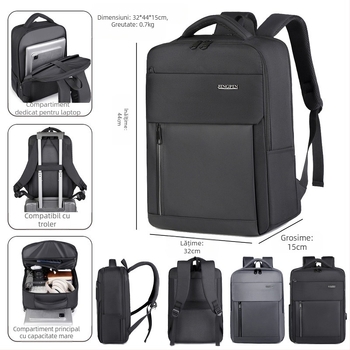 Rucsac pentru laptop din stofă Oxford, 20–35L, rezistent la uzură, bretele curbate, căptușeală din poliester, pentru călătorii de afaceri