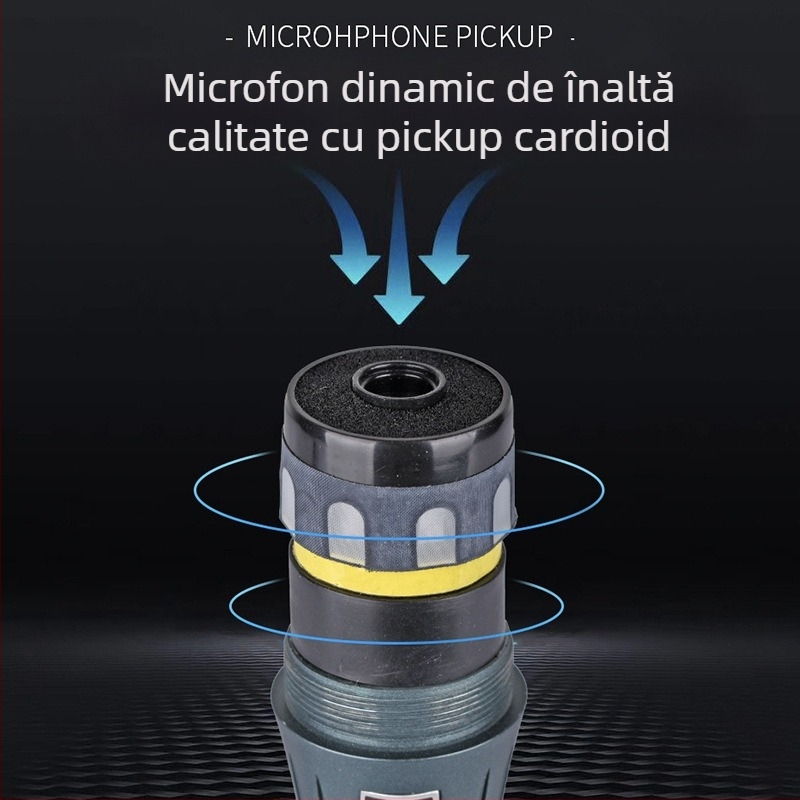 Microfon dinamic cu cablu pentru KTV, conferințe și acasă — 30 Hz–15 kHz, SNR ≥95 dB, modelul 001