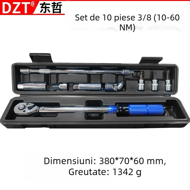 Cheie dinamometrică, set de 15 piese, rațchet cu 72 dinți, reglabilă, cuplu 2–24 N·m, calitate industrială
