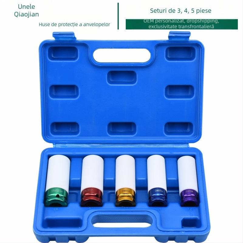 Mansoane de protecție pentru anvelope, set de 3 piese – metrice, oțel cu carbon înalt, crom lustruit