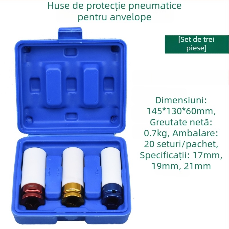 Mansoane de protecție pentru anvelope, set de 3 piese – metrice, oțel cu carbon înalt, crom lustruit