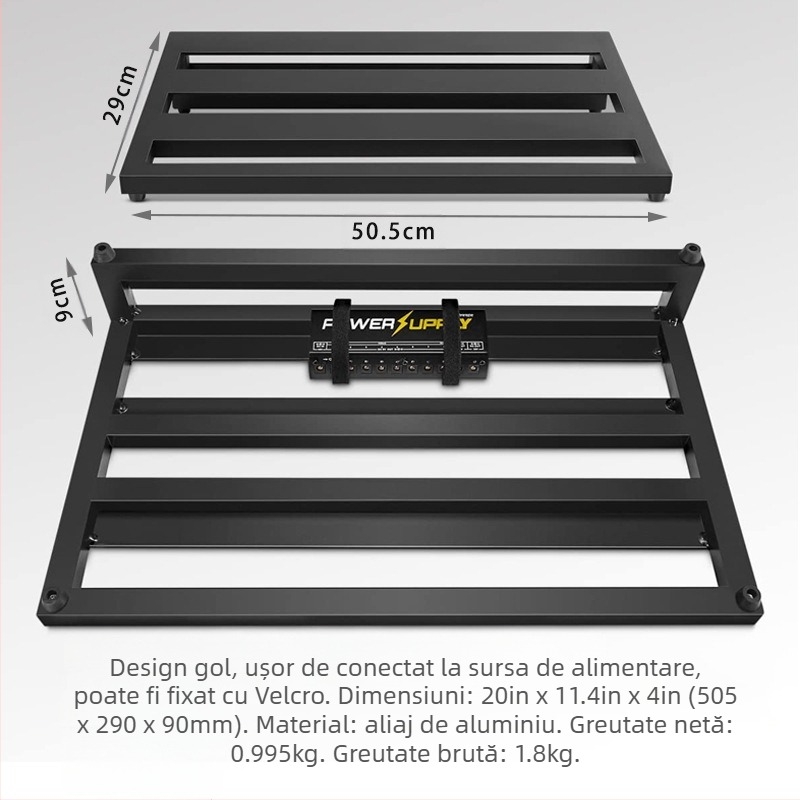 Pedalboard BD-1 de la marca Liyang, din aliaj de aluminiu, cu suport și husă de transport