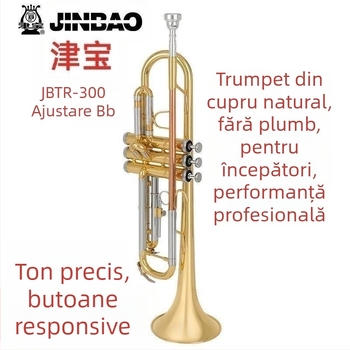Trompetă JBTR-300 Down-B, placată cu aur, pentru începători – instrument din alamă pentru fanfară școlară