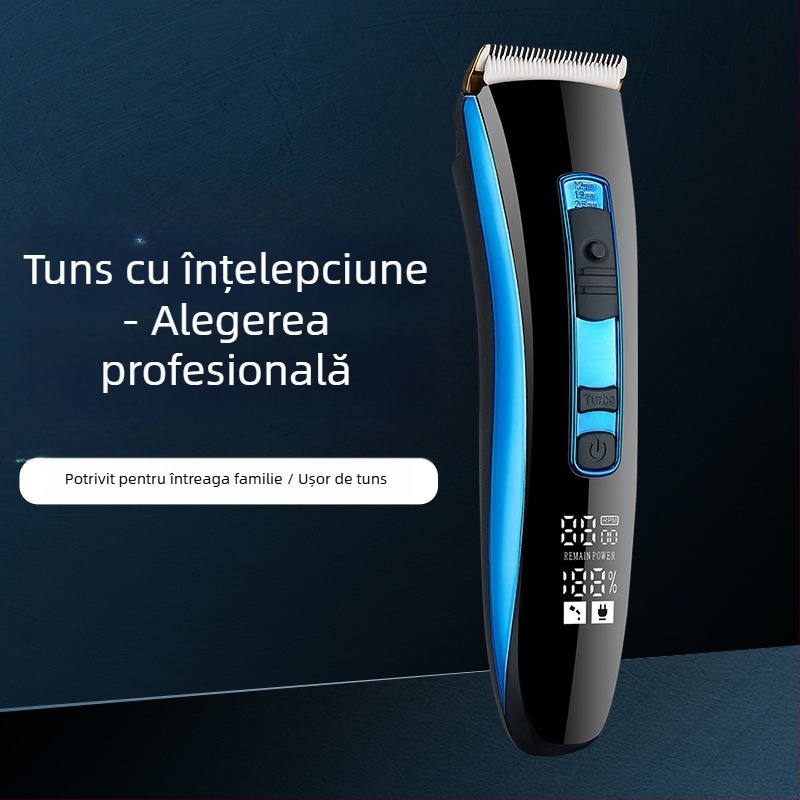 Mașină de tuns păr electrică cu încărcare USB, afișaj LCD, baterie încorporată 1200-2000mAh, lame din oțel inoxidabil, rezistentă la apă