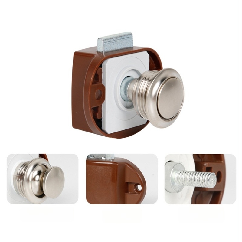 JA103 Încuietoare cu buton pentru uși și dulapuri RV – aliaj de zinc, finisaj nichel perlat/crom, 40 g, durată peste 30k cicluri