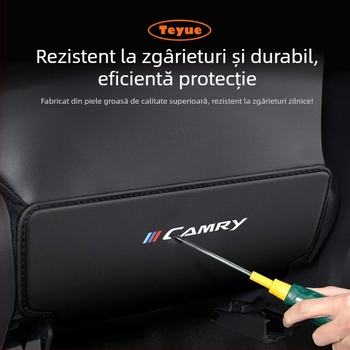 Protecție pentru spătarul banchetei Toyota Camry, pernă de protecție din piele cu umplutură din burete, siglă imprimată, tip general pentru patru sezoane, brand Tetyue