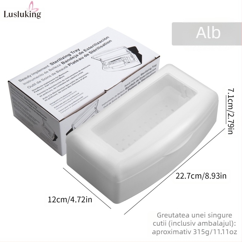 Cutie de depozitare pentru unghii pentru dezinfectare și curățare, din plastic, 307 g, etichetă privată licențiată, marca lusluking