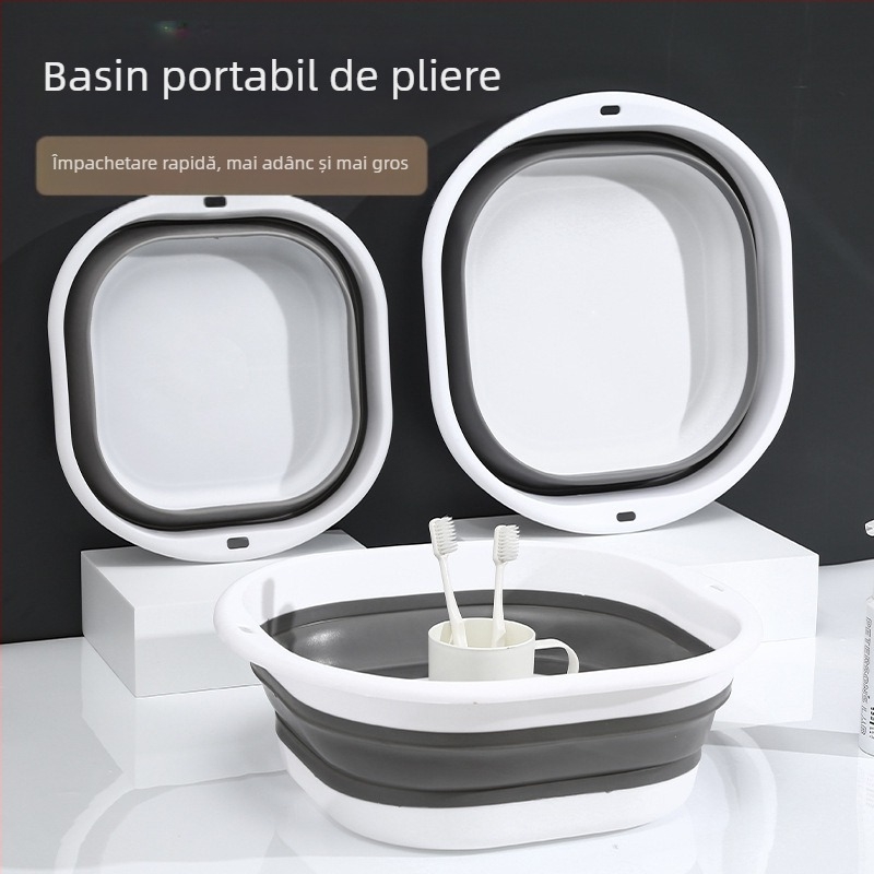 Vas de față pliabil din plastic, pătrat, ușor și portabil, construcție întărită, greutate 114 g