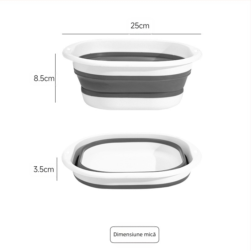 Vas de față pliabil din plastic, pătrat, ușor și portabil, construcție întărită, greutate 114 g