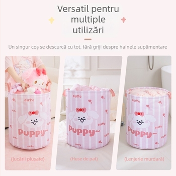 Coș rotund din material textil pentru depozitare în living – stil desene animate, organizator de jucării, 0,4 kg