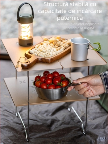 Masă pliabilă de camping portabilă, placă din oțel laminat la rece, pliabilă, potrivită pentru călătorii, procesare personalizabilă