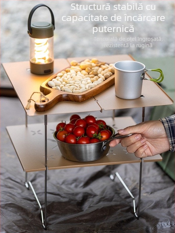 Masă pliabilă de camping portabilă, placă din oțel laminat la rece, pliabilă, potrivită pentru călătorii, procesare personalizabilă