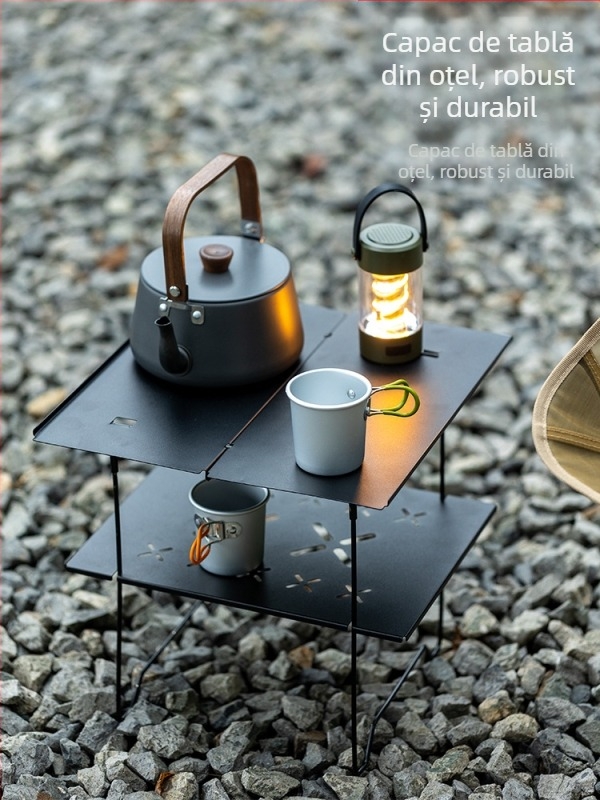 Masă pliabilă de camping portabilă, placă din oțel laminat la rece, pliabilă, potrivită pentru călătorii, procesare personalizabilă