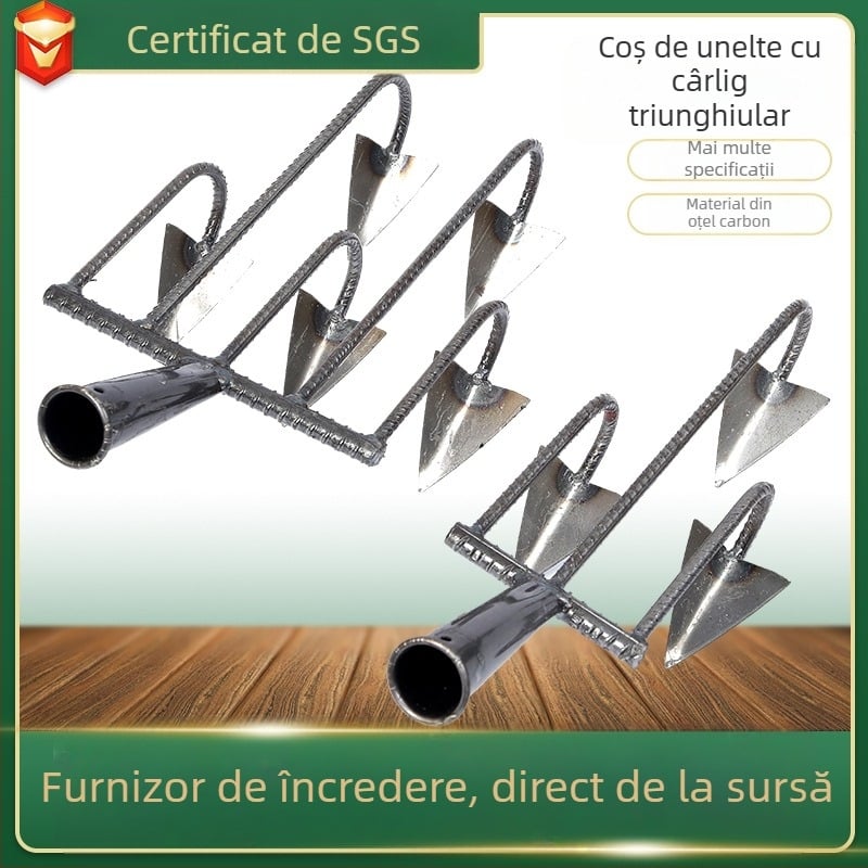 Harpată triunghiulară din oțel mangan, cu cinci dinți, pentru afânarea solului și combaterea buruienilor