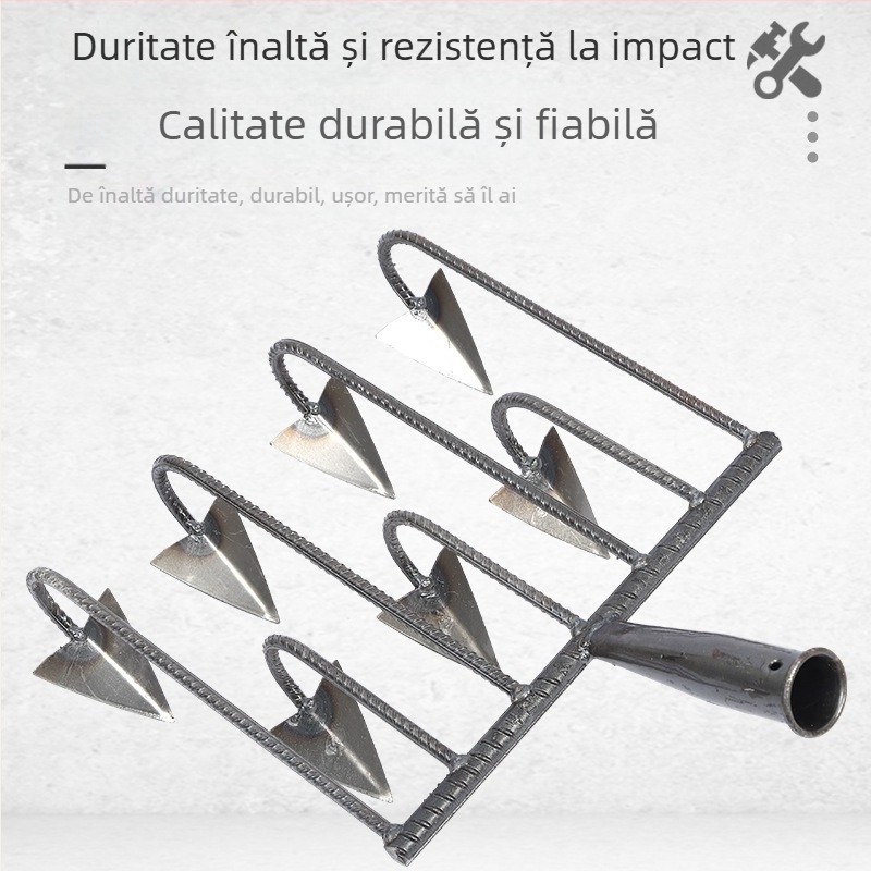 Harpată triunghiulară din oțel mangan, cu cinci dinți, pentru afânarea solului și combaterea buruienilor